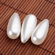 Teardrop Imitation Pearl Acrylic Beads, White, 36x14.5mm, Hole: 2mm, about 119pcs/500g(OACR-L004-7151)