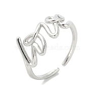 Word Love Brass Open Cuff Ring for Women, Platinum, 11.5mm, Inner Diameter: Adjustable(RJEW-A040-04P)