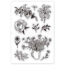 PVC Plastic Stamps, for DIY Scrapbooking, Photo Album Decorative, Cards Making, Stamp Sheets, Flower Pattern, 16x11x0.3cm(DIY-WH0167-56-23)