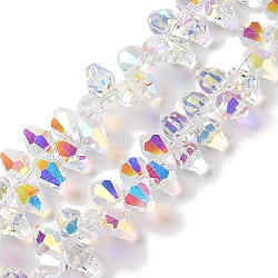 AB Color Plated Electroplate Beads Strands, Faceted, Rhombus, White, 8.5x6mm, Hole: 0.9mm, about 98~99pcs/strand, 12.99~14.57''(33~37cm)(EGLA-H104-07A-AB02)