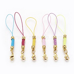 Polyester Cord Mobile Straps, with Zinc Alloy Findings, Golden, Mixed Color, 90mm(MOBA-F003-A-G)