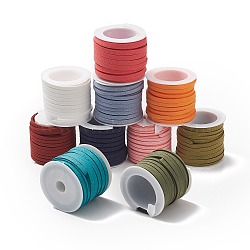(Defective Closeout Sale: Bad Spool) Eco-Friendly Flat Faux Suede Cords, Faux Suede Lace, Mixed Color, 3~5x1~1.5mm, about 5.47 Yards(5m)/Roll(LW-XCP0001-10)