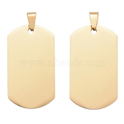 Vacuum Plating 304 Stainless Steel Big Pendants, Manual Polishing, Blank Stamping Tags, Rectangle, Golden, 43x24x1.8mm(STAS-I140-19E-G)