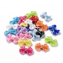 Opaque Acrylic Imitation Shell Beads, Bowknot, Mixed Color, 23~23.5x31~32x9mm, Hole: 2.5mm(OACR-P011-03G)