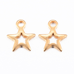 Ion Plating(IP) 304 Stainless Steel Charms, Star, Golden, 8.5x7x0.8mm, Hole: 1.2mm(X-STAS-H392-01G)