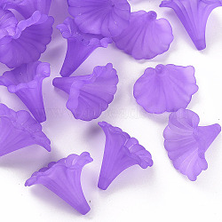 Transparent Acrylic Beads, Calla Lily, Frosted, Purple, 40.5x33x35mm, Hole: 1.8mm(X-BSF796-C26)