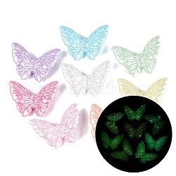 Luminous Opaque Acrylic Beads, Butterfly, Glow in the Dark, Textured, Mixed Color, 27.5x37x8.5mm, Hole: 2.2mm, about 228pcs/500g(OACR-N160-56)