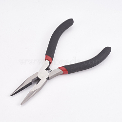 45# Carbon Steel Jewelry Pliers, Chain Nose Pliers, Polishing, Black, Stainless Steel Color, 13x7.7x0.9cm(PT-L004-22)