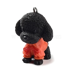 Opaque Resin Puppy Pendants, Dog Charms with Platinum Plated Iron Loops, Black, 40x30x31.5mm, Hole: 2mm(RESI-M035-01C)