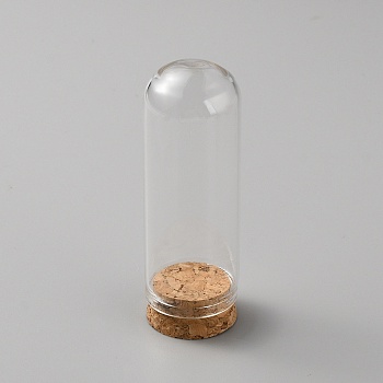 Clear Glass Dome Cover, Decorative Display Case, Cloche Bell Jar Terrarium with Cork Base, Arch, Clear, 30x87mm, Inner Diameter: 25mm