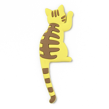 Cute Multifunction Cat Shape Acrylic Magnetic Refrigerator Sticker Fridge Magnets Hanging Hook, Gold, 138x43.5x6.4mm