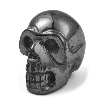 Synthetic Non-Magnetic Hematite Skull Display Decorations, for Home Desktop Decoration, 33x43.5x42mm