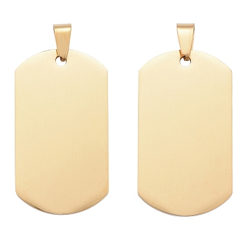 Vacuum Plating 304 Stainless Steel Big Pendants, Manual Polishing, Blank Stamping Tags, Rectangle, Golden, 43x24x1.8mm