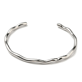 304 Stainless Steel Cuff Bangles, Stainless Steel Color, Inner Diameter: 2x2-1/4 inch(5x5.8cm)