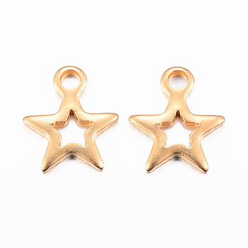 Ion Plating(IP) 304 Stainless Steel Charms, Star, Golden, 8.5x7x0.8mm, Hole: 1.2mm