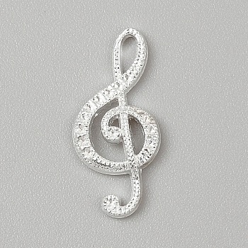 Alloy Cabochons, Musical Note, Silver, 22x10x2.5mm
