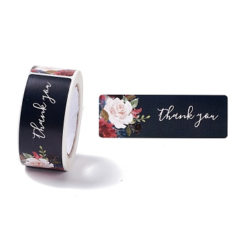 Rectangle with Word Thank You Paper Stickers, Self Adhesive Roll Sticker Labels, for Envelopes, Bubble Mailers and Bags, Black, 7.5x2.5x0.01cm, 120pcs/roll