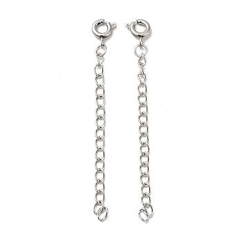 304 Stainless Steel Curb Chain Extender, End Chains, with Spring Ring Clasp, Stainless Steel Color, 62x3mm