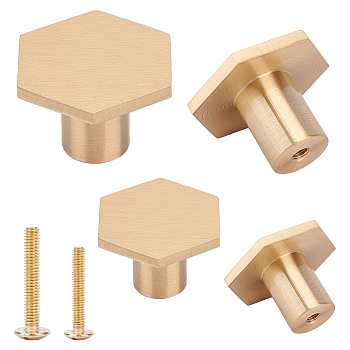 CHGCRAFT Brass Drawer Knobs, with Iron Screw, for Home, Cabinet, Cupboard and Dresser, Matte Gold Color, 2sets/bag