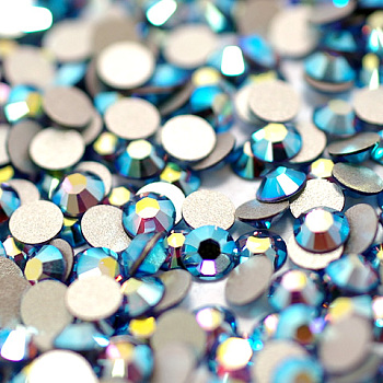 Glass Flat Back Rhinestone, Grade A, Back Plated, Faceted, AB Color, Half Round, Tanzanite, SS16, 3.8~4.0mm, 1440pcs/bag