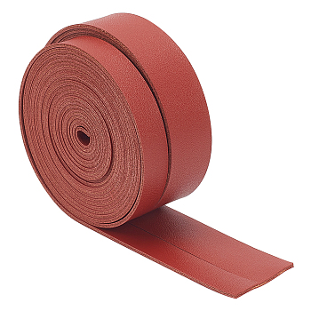 WADORN 2 Rolls 2 Styles 3 Yards Double Face Imitation Leather Cord, Flat, Garment Accessories, Sienna, 12~20x1.7mm, 1 roll/style