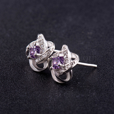 SHEGRACE Awesome Design Rhodium Plated 925 Sterling Silver Ear Studs(JE129B)-3