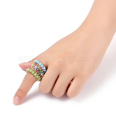 Round Glass Seed Beaded Finger Rings(RJEW-JR00307-06)-3