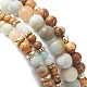 Natural Flower Amazonite & Picture Jasper Beaded Stretch Bracelets Sets with Non-Magnetic Synthetic Hematite(BJEW-JB09280)-6