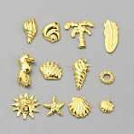 Brass Cabochons, Nail Art Decoration Accessories for Women, Mixed Shapes, Golden, 7x3x1mm, 12pcs/box(MRMJ-WH0069-16G)