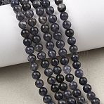Natural Iolite Beads Strands, Smooth Round, 6.5mm, Hole: 0.8mm, about 60pcs/strand, 15.35''~15.75''(39~40cm)(G-Z148-A01-6mm)