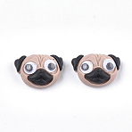 Resin Puppy Cabochons, Pug Dog, with Plastic, BurlyWood, 17x23.5x10mm(CRES-S363-28A)