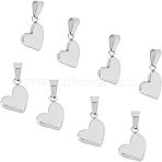 304 Stainless Steel Charms, Puffed Heart, Stainless Steel Color, 14x10x3mm, Hole: 6x2.5mm, 10pcs/box(STAS-UN0013-45P)