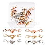 12Sets 2 Style Alloy Magnetic Clasps Converter, with Lobster Claw Clasps, Cadmium Free & Lead Free, Heart & Round, Mixed Color, 40~44mm, 6pcs/style,(FIND-YW0001-39)