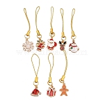 8Pcs Alloy Enamel Mobile Straps, Christmas Theme, Mixed Color, 75~83mm(HJEW-JM03815)