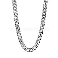 Non-Tarnish 201 Stainless Steel Curb Chain Necklaces, Stainless Steel Color, 23.82 inch(60.5cm)(NJEW-Q336-12B-P)