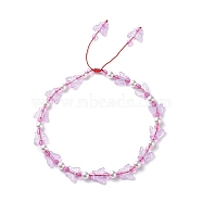 Acrylic Butterfly & Plastic Pearl Braided Beaded Necklace for Women, Plum, Inner Diameter: 4.57~5.65 inch(11.6~14.35cm) (NJEW-JN04053)