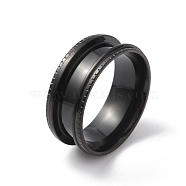 Titanium Steel Grooved Finger Ring for Women, Electrophoresis Black, US Size 7(17.3mm)(RJEW-WH0004-30B-EB)