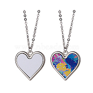 Sublimation Blank Aluminum Pendant Necklace, Playing Card Theme Alloy Blank Photo Picture Pendant Necklace for Men Women, Platinum, Ace of Hearts, 18.50 inch(47cm), Sheet: 23x25.5x0.5(X-NJEW-E020-02P-03)