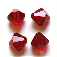 Imitation Austrian Crystal Beads, Grade AAA, K9 Glass, Faceted, Bicone, Dark Red, 4.55x5mm, Hole: 0.7~0.9mm(SWAR-F022-5x5mm-208)