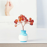 Resin Vase with Natural Carnelian Chips Tree Ornaments, for Home Car Desk Display Decorations, 40x60mm(BOHO-PW0001-086B-03)