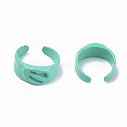 Spray Painted Alloy Cuff Rings, Open Rings, Cadmium Free & Lead Free, Turquoise, US Size 7 1/4(17.5mm)(RJEW-T011-34G-RS)