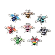 Alloy Enamel Pendants, Bees Charm, Platinum, Mixed Color, 16x22.5x3mm, Hole: 1.8mm(ENAM-XCP0001-34P)