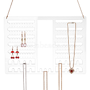 Customized Acrylic Wall-Mounted Jewelry Organizer Display Stands, Rectangle Jewelry Display Hanging Rack for Earrings, Necklaces, Bracelets, Rings Storage, Clear, 25.5x36x0.3cm, Hole: 5mm and 25mm(EDIS-WH0029-55)