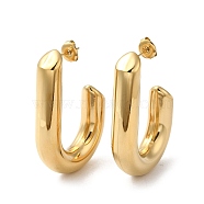 Ion Plating(IP) 304 Stainless Steel Stud Earrings, Oval Half Hoop Earrings, Real 14K Gold Plated, 30.5x8mm(EJEW-Z022-16G)