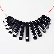 Non-Magnetic Synthetic Hematite Beads Strands, Graduated Fan Pendants, Focal Beads, Black, Rectangle, about 12~29.5mm long, 4mm wide, 4mm thick, about 13pcs/strand, hole: about 1mm(X-IMP010)