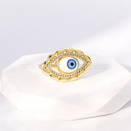 Evil Eye Stainless Steel Open Cuff Rings for Women, Golden, Horse Eye, No Size(US1717-8)