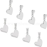 304 Stainless Steel Charms, Puffed Heart, Stainless Steel Color, 14x10x3mm, Hole: 6x2.5mm, 10pcs/box(STAS-UN0013-45P)