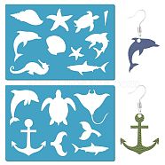 Acrylic Earring Handwork Template, Card Leather Cutting Stencils, Deep Sky Blue, Sea Animals, 130x90x2mm, 2pcs/set(DIY-WH0359-007)