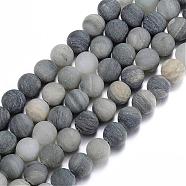 Frosted Round Natural Green Rutilated Quartz Beads Strands, 8mm, Hole: 1mm, about 48pcs/strand, 15.7 inch(G-E309-8mm-01)