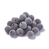 Flocky Acrylic Beads, Round, Gray, 14mm, Hole: 2mm(OACR-L011-D-11)